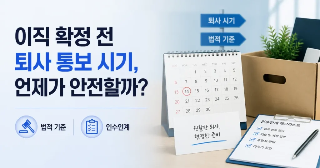 이직 확정 전 퇴사 통보 시기 리스크, 퇴사 인수인계 법적기준