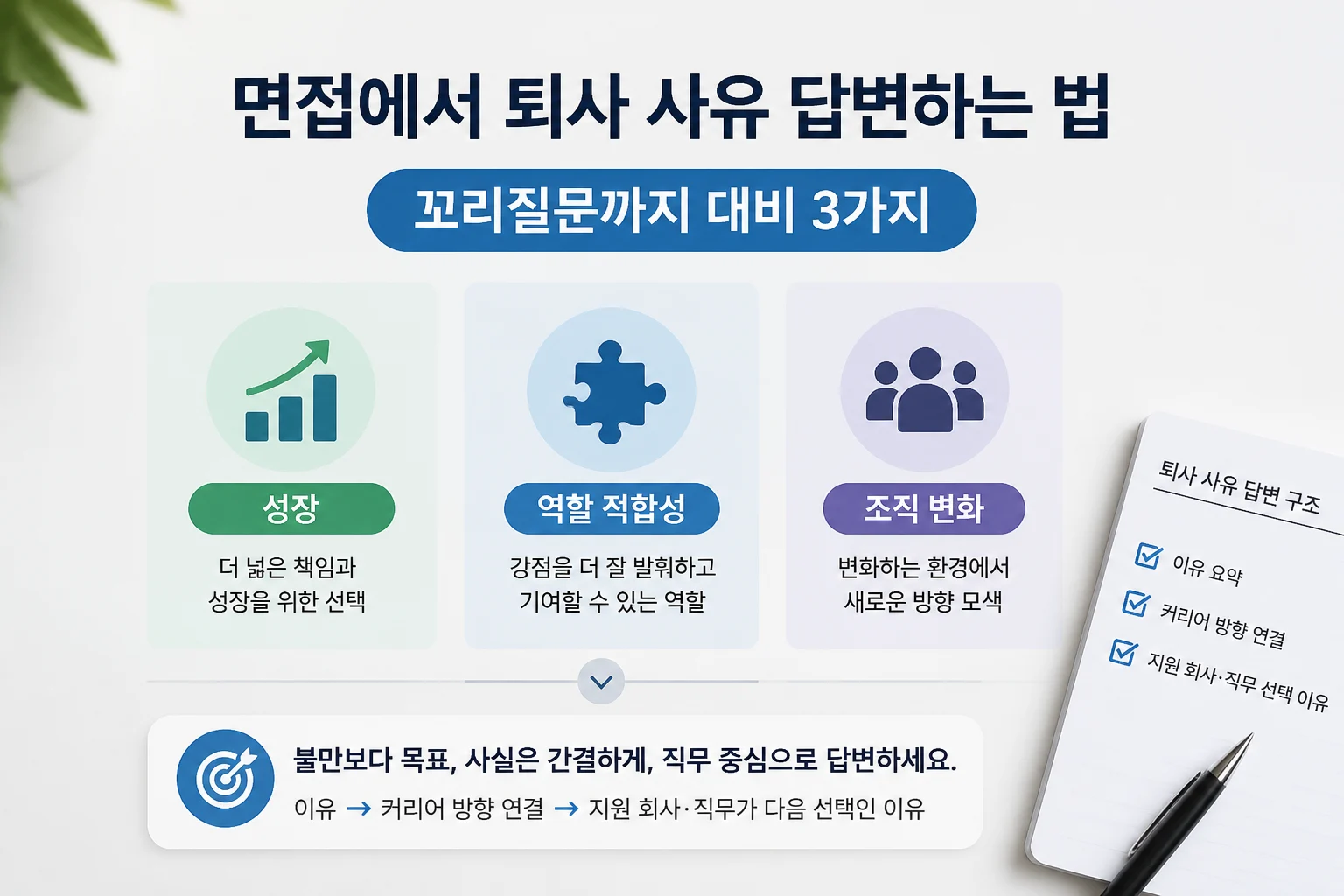 자주 쓰이는 답변 방향은 성장, 역할